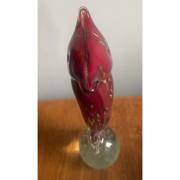MURANO GOLD FLECK RED GLASS LARGE SEAHORSE SCULPTURE BUBBLE BULLICANTE 11" - Picture 10 of 11